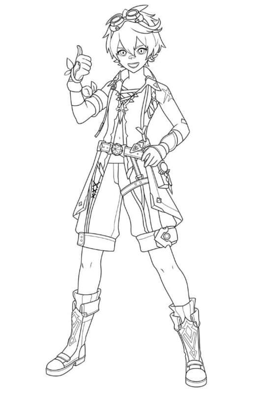 Dibujos de Dibuja Bennett en Genshin Impact para colorear