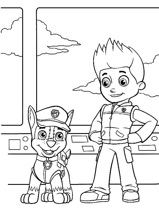 Dibujos de Dibuja Chase y Ryder Paw Patrol para colorear