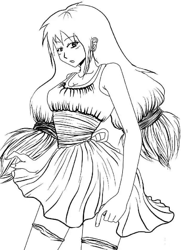 Dibujos de Dibuja Chica Anime básico para colorear