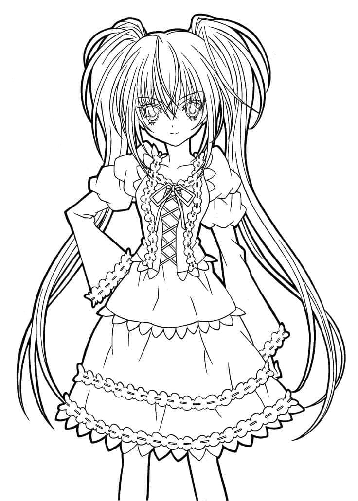 Dibujos de Dibuja Chica Anime fácil para colorear