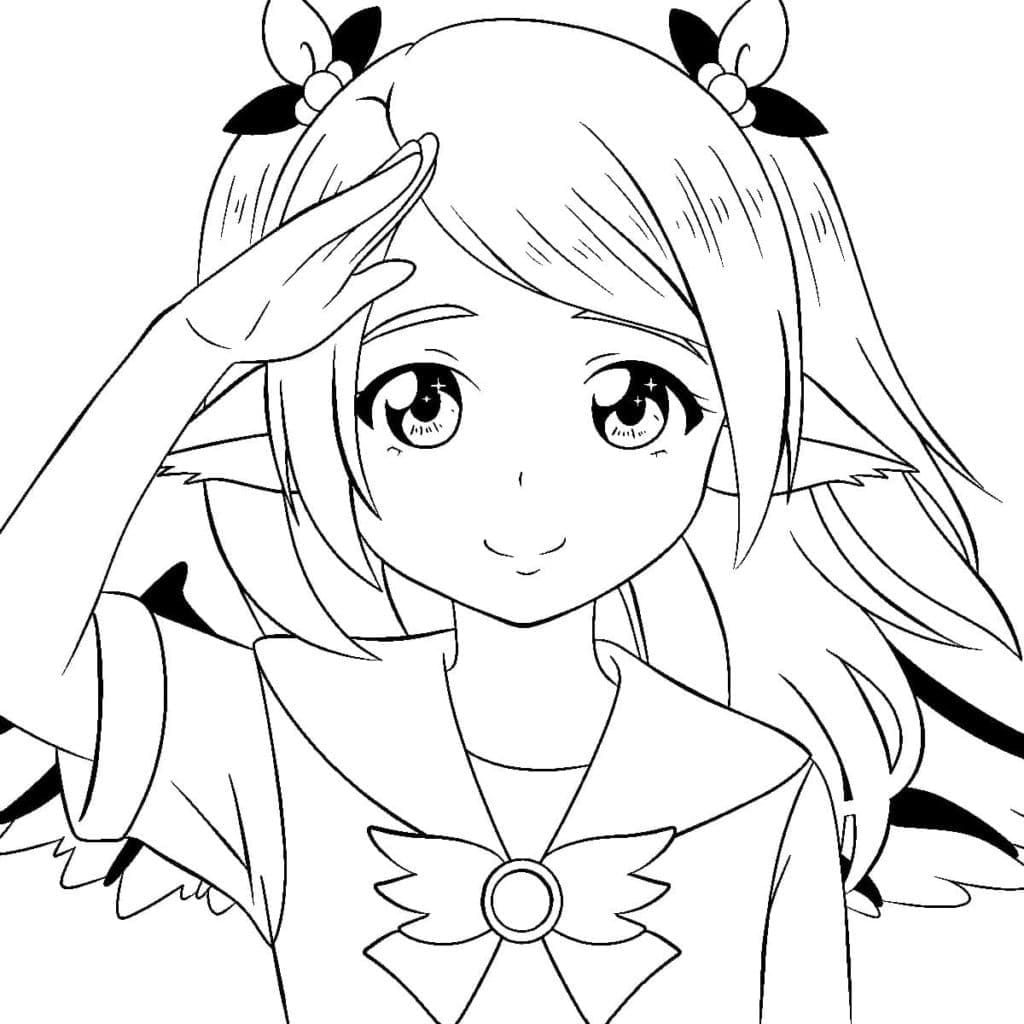 Dibujos de Dibuja Chica Anime sencillo para colorear