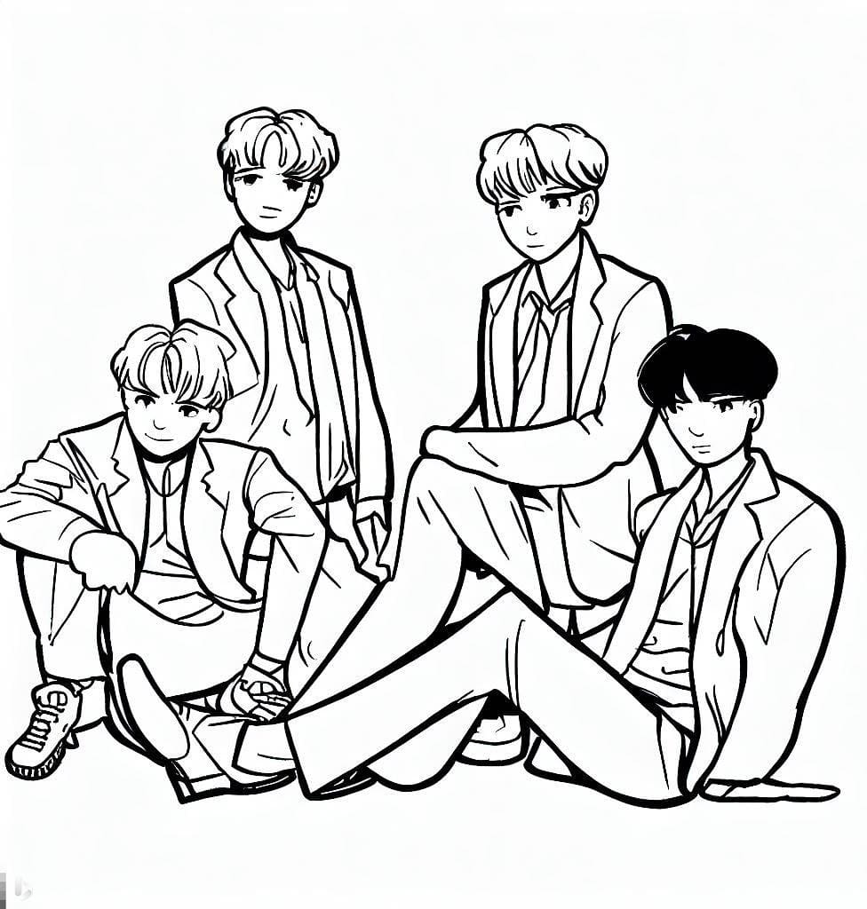 Dibujos de Dibuja chicos de BTS para colorear