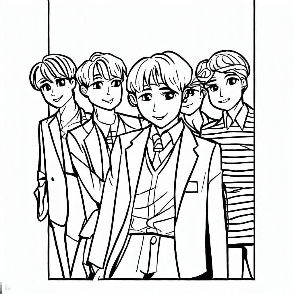 Dibujos de Dibuja chicos en BTS para colorear