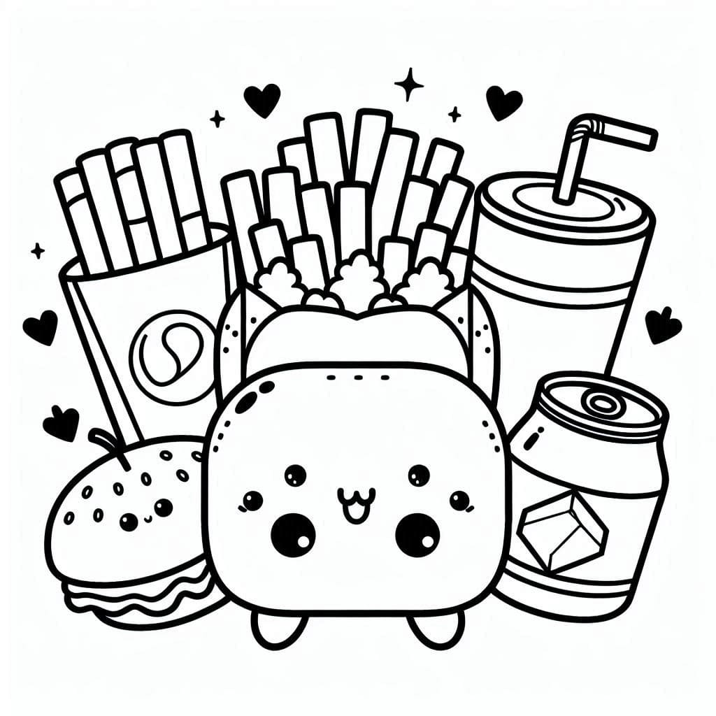 Dibujos de Dibuja Comida Kawaii 1 para colorear