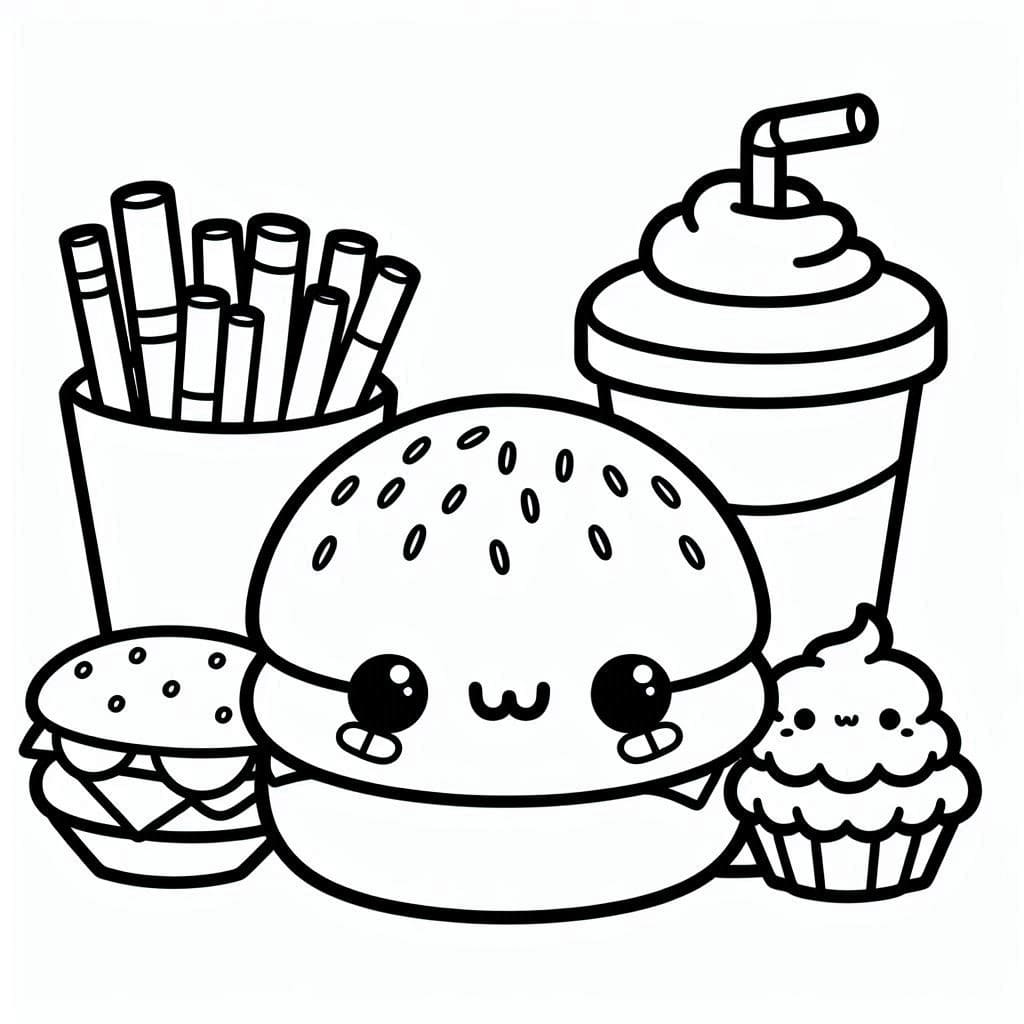 Dibujos de Dibuja Comida Kawaii 4 para colorear