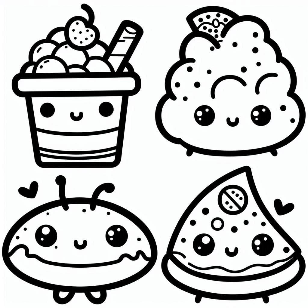 Dibujos de Dibuja Comida Kawaii 5 para colorear