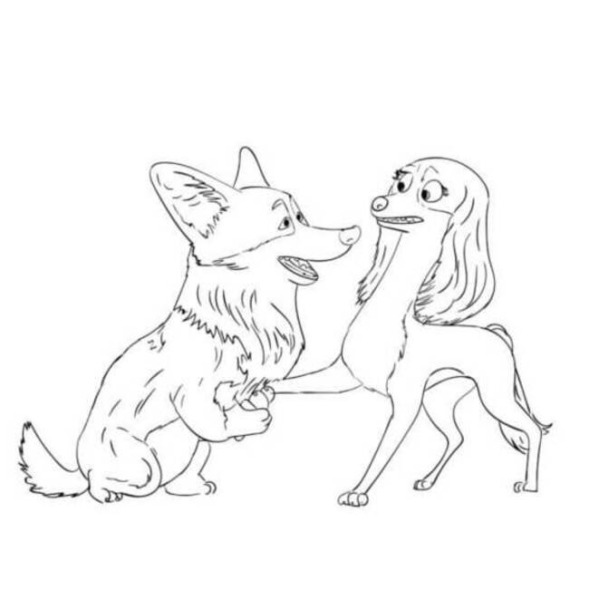 Dibujos de Dibuja Corgi feliz para colorear