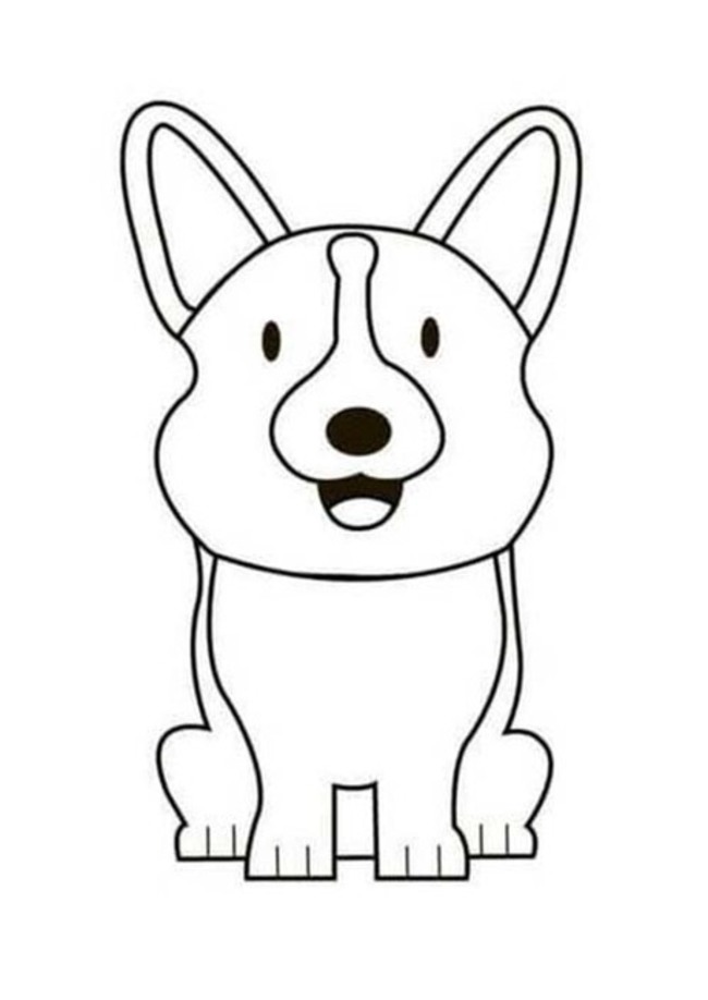 Dibujos de Dibuja Corgi muy feliz para colorear