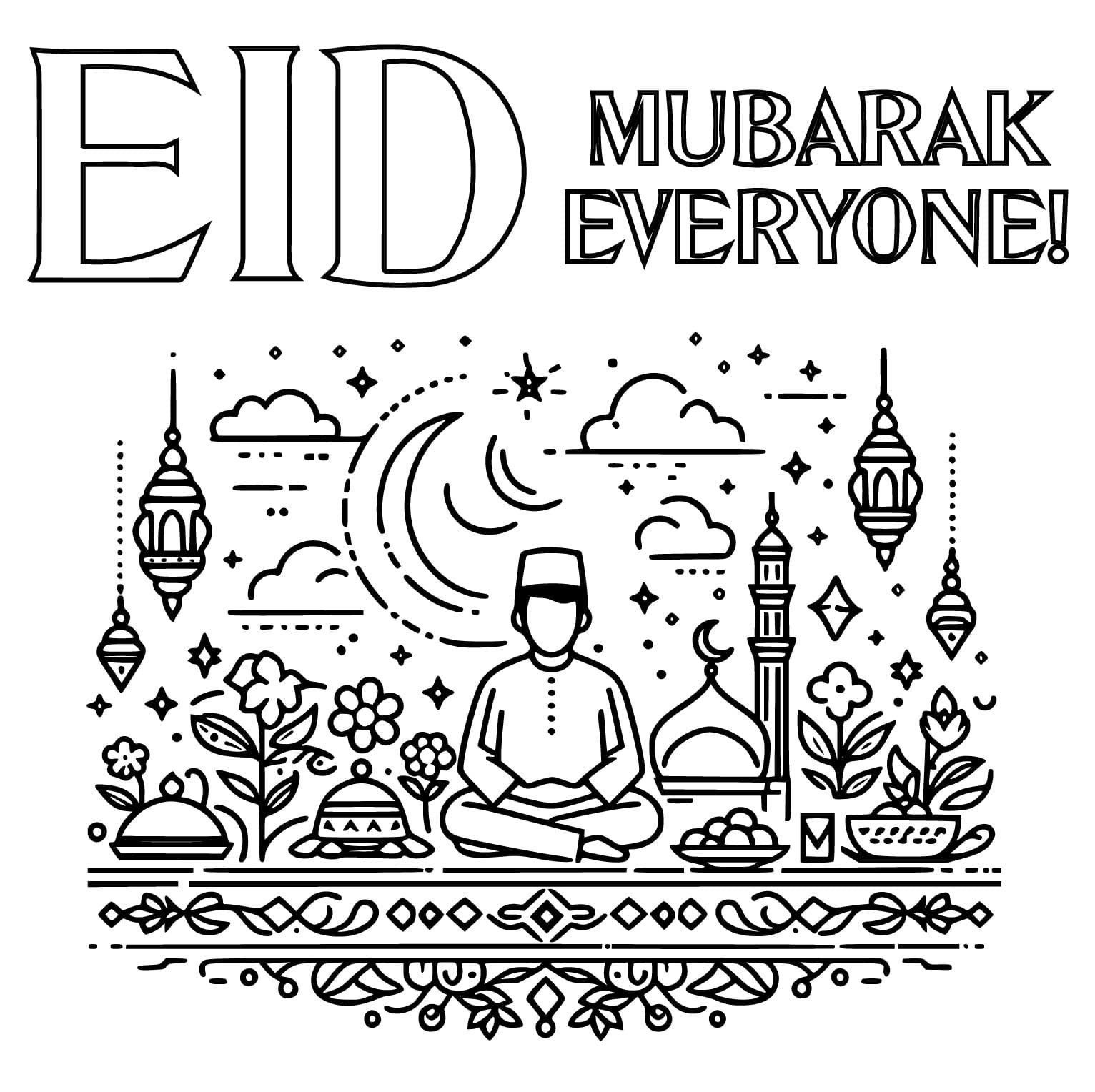 Dibuja el Eid Mubarak para todos para colorir