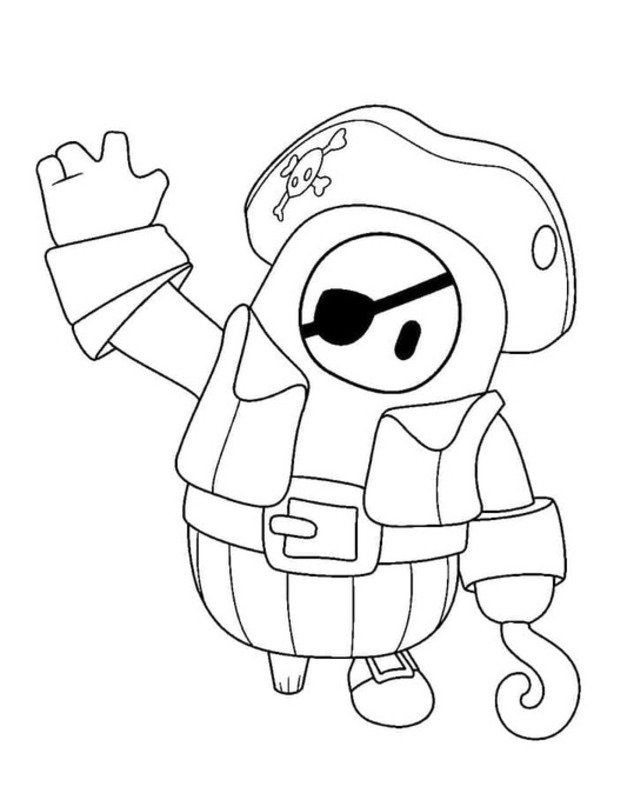 Dibujos de Dibuja el personaje pirata de Fall Guys para colorear