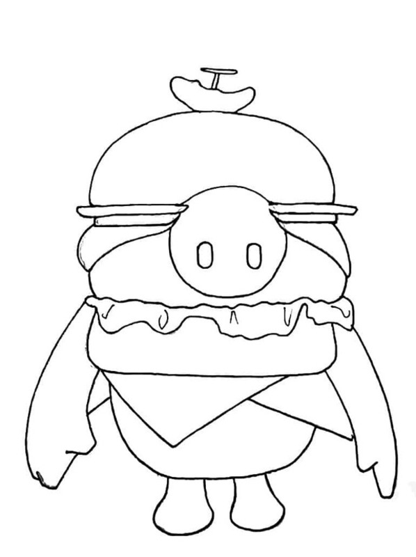 Dibujos de Dibuja Fall Guys Hamburger para colorear