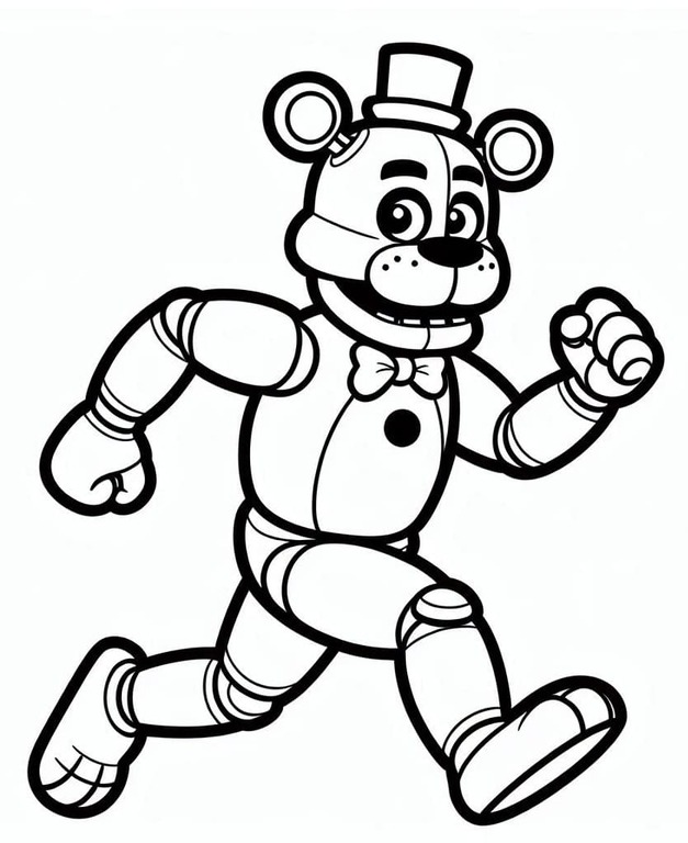 Dibujos de Dibuja Freddy Fazbear corriendo para colorear