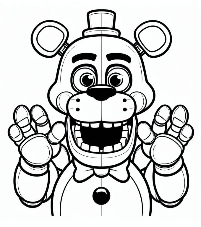 Dibujos de Dibuja Freddy Fazbear feliz para colorear