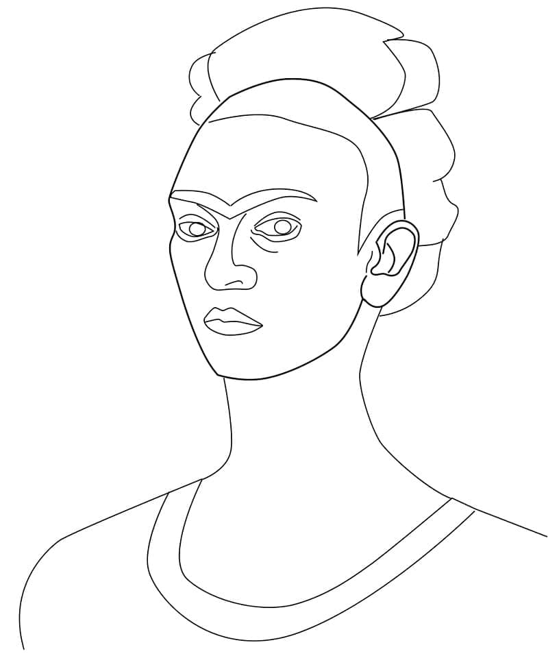 Dibujos de Dibuja Frida Kahlo sencilla para colorear