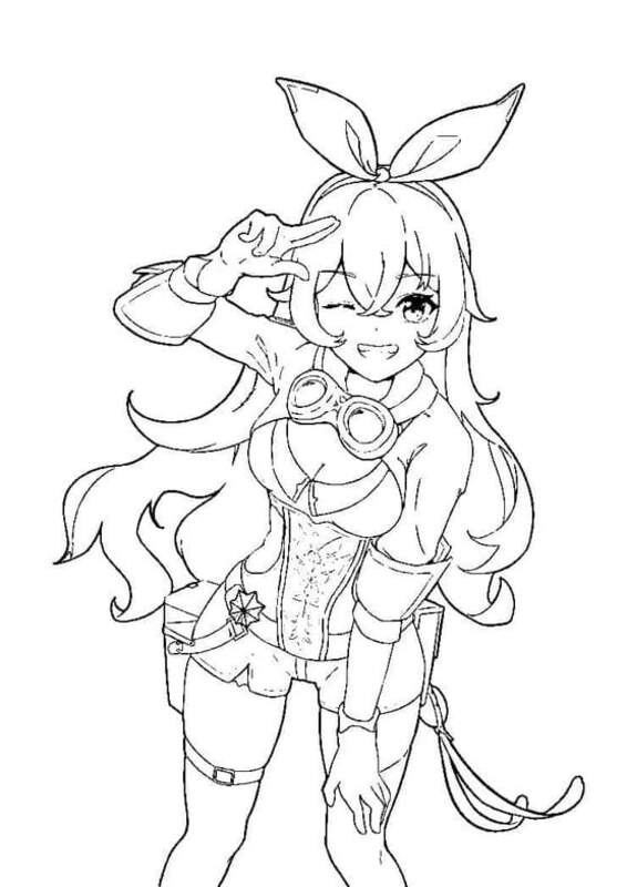 Dibujos de Dibuja Genshin Impact Amber para colorear