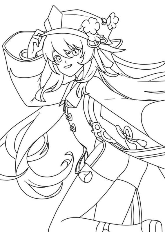 Dibujos de Dibuja Genshin Impact Hu Tao para colorear