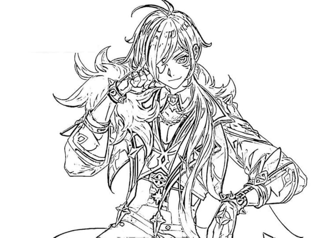 Dibujos de Dibuja Genshin Impact Kaeya para colorear