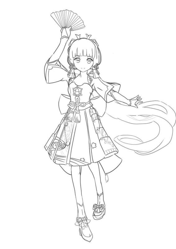 Dibujos de Dibuja Genshin Impact Kamisato Ayaka para colorear