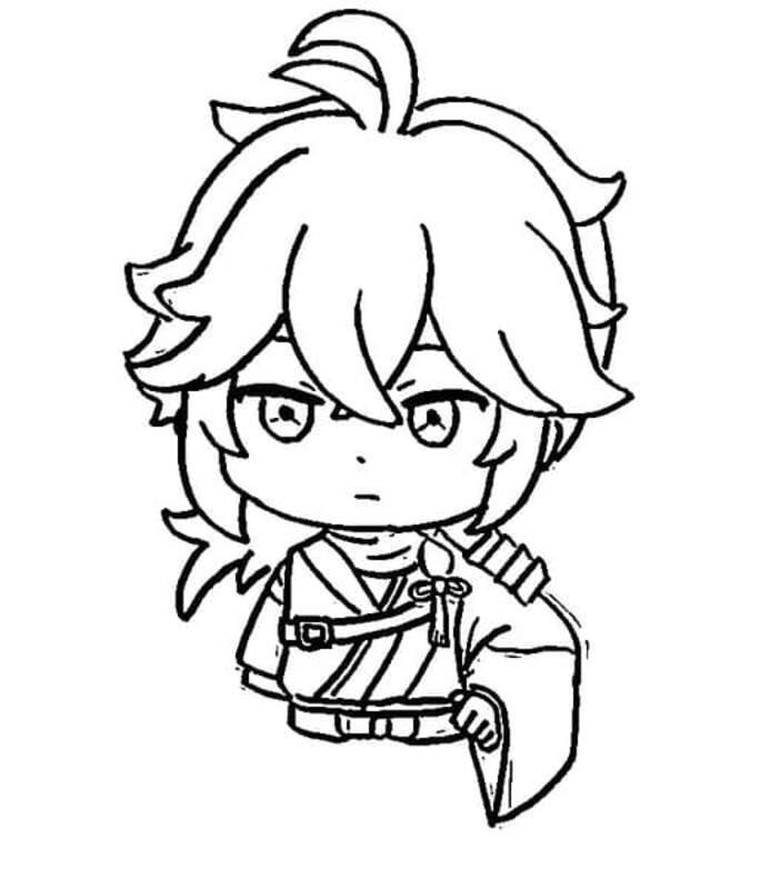 Dibujos de Dibuja Genshin Impact Kazuha para colorear
