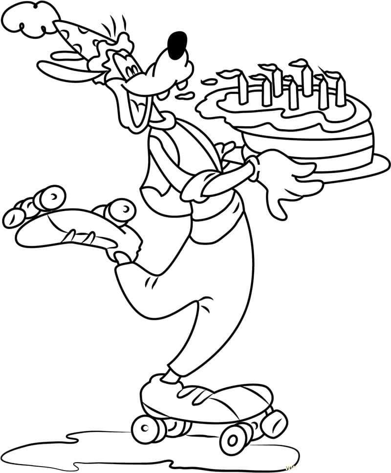 Dibuja Goofy feliz cumpleaños para colorir