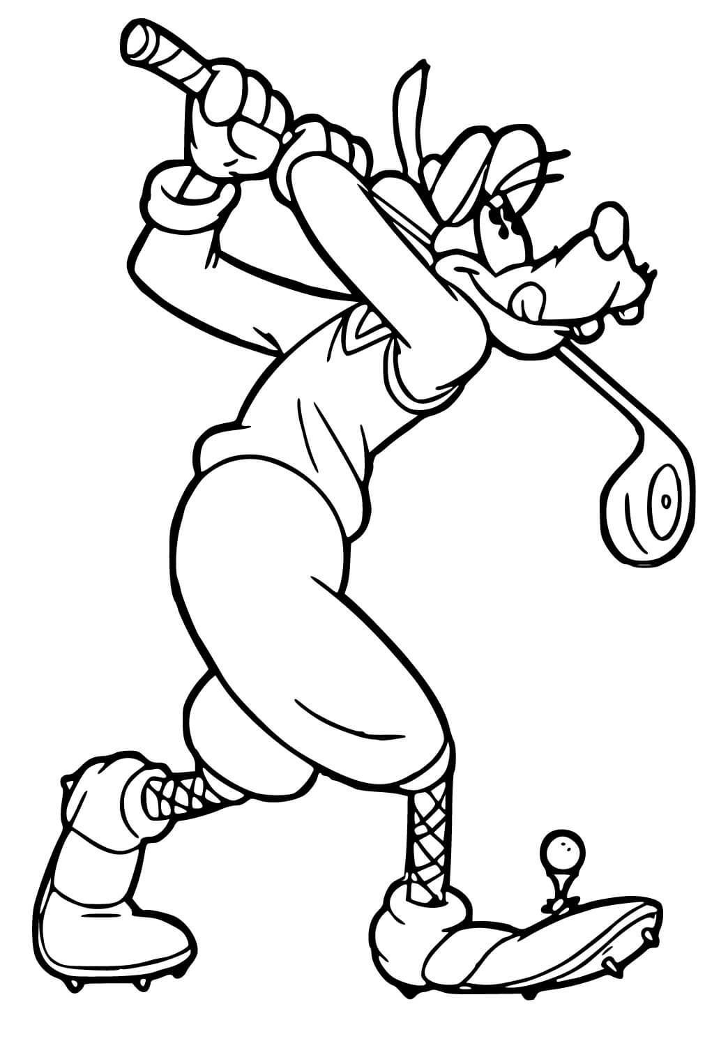 Dibuja Goofy jugando al golf para colorir