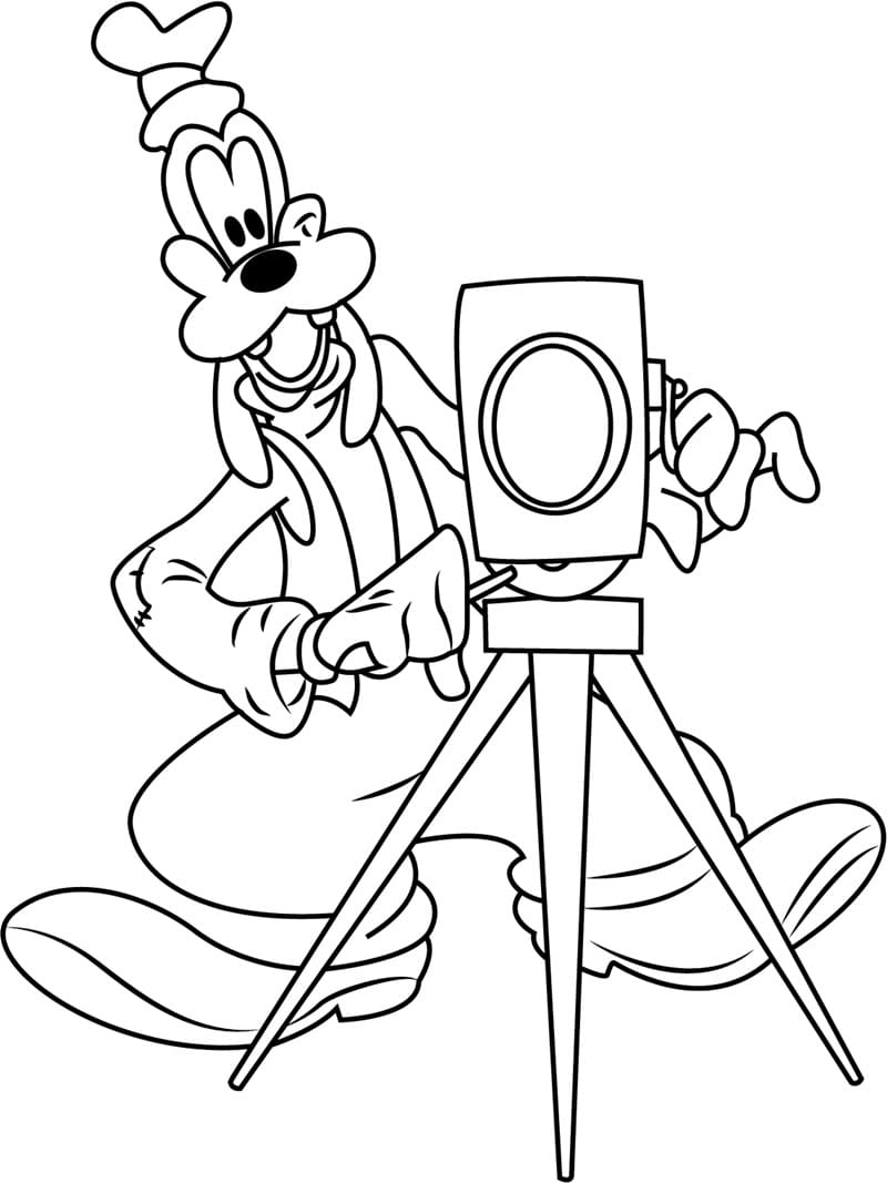 Dibuja Goofy toma una foto para colorir