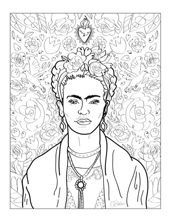 Dibujos de Dibuja imagen Frida Kahlo para colorear