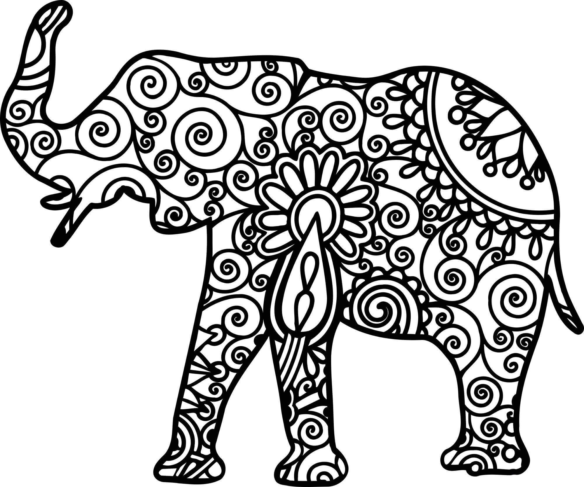 Dibujos de Dibuja impresionante mandala de elefante para colorear