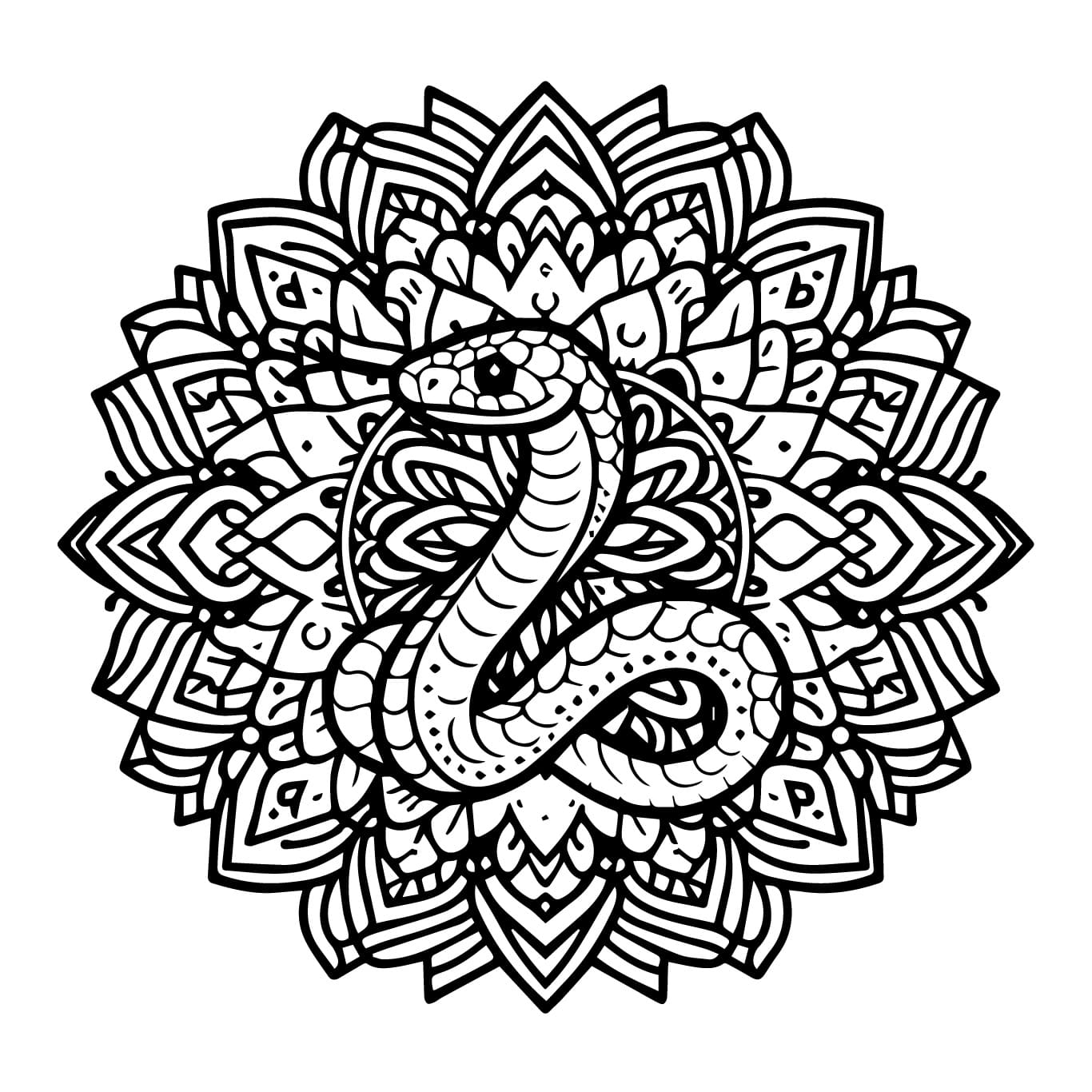 Dibujos de Dibuja impresionante mandala de serpiente para colorear