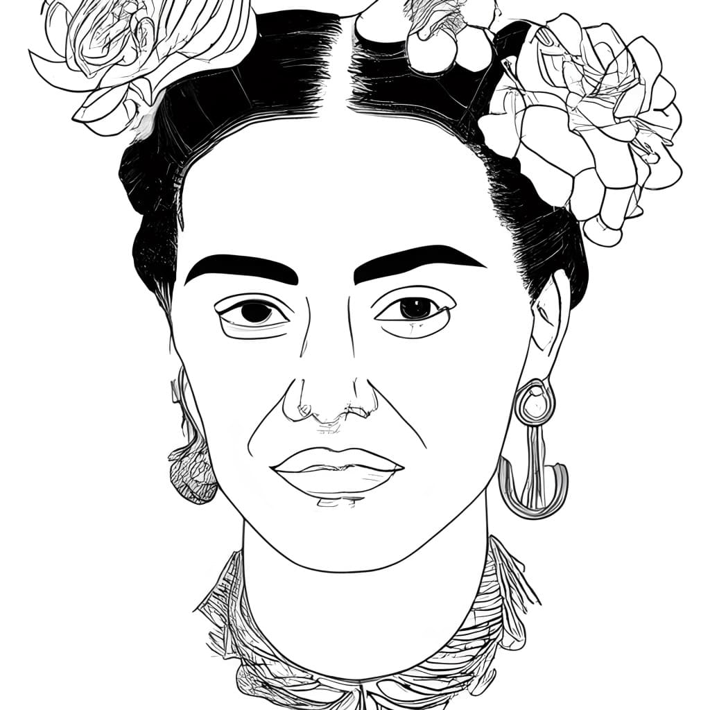 Dibujos de Dibuja la cara de Frida Kahlo para colorear