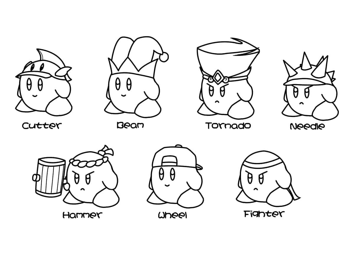 Dibujos de Dibuja la colección de Kirby para colorear