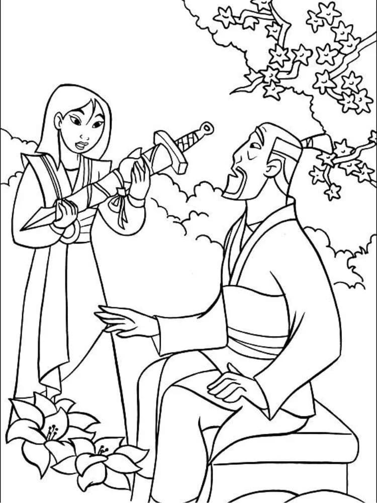 Dibuja la imagen de Mulan para colorir