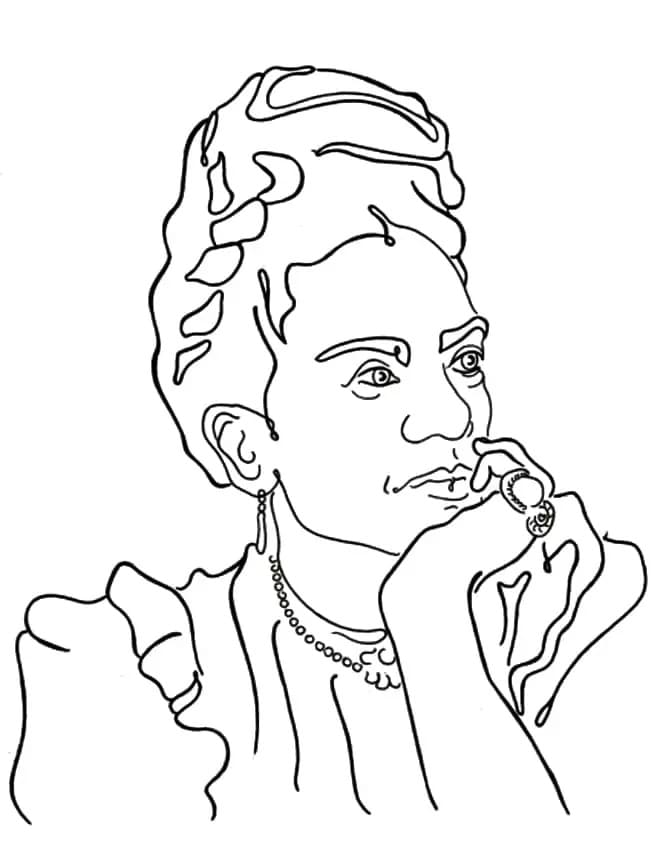 Dibujos de Dibuja la imagen Frida Kahlo para colorear