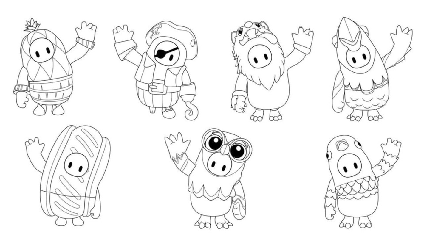 Dibujos de Dibuja lindos Fall Guys para colorear