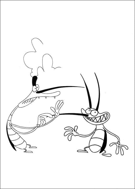Dibuja Marky y Joey de Oggy y las cucarachas para colorir