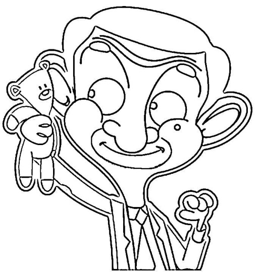 Dibuja Mr Bean y Teddy para colorir