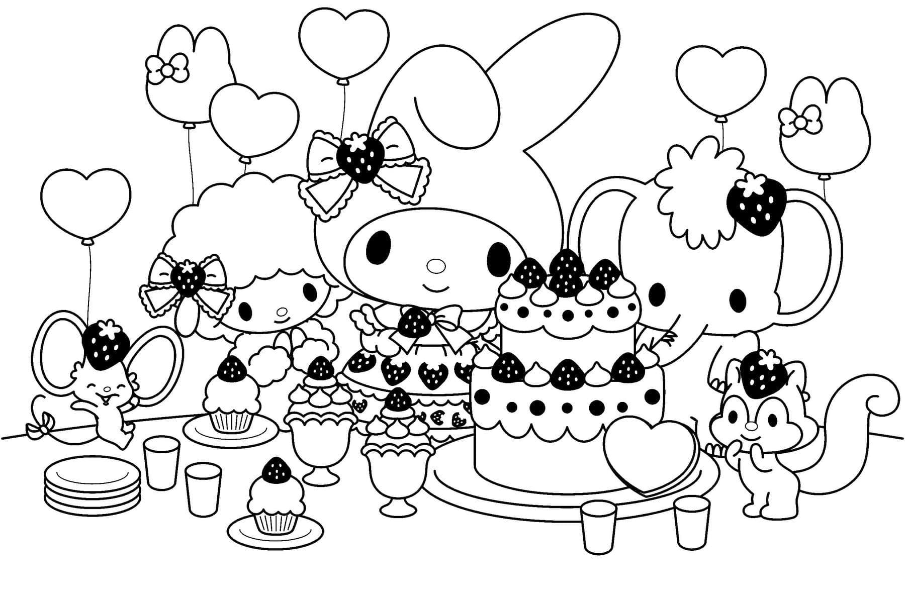 Dibujos de Dibuja My Melody Fiesta de cumpleaños para colorear