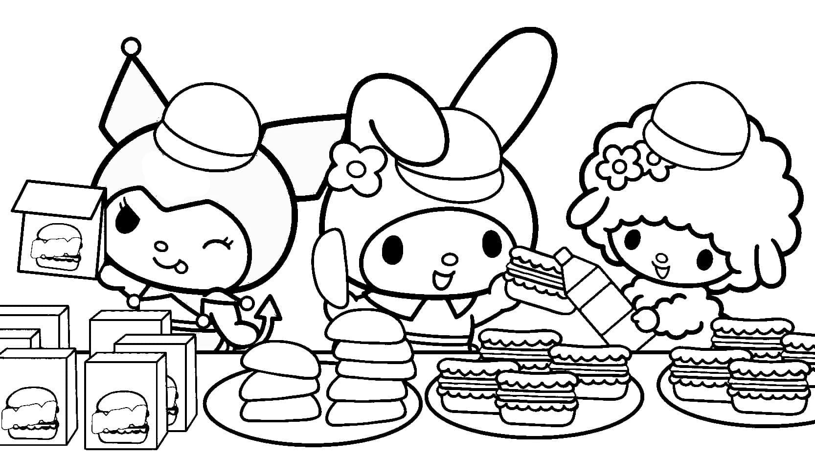 Dibujos de Dibuja My Melody hamburguesa para colorear