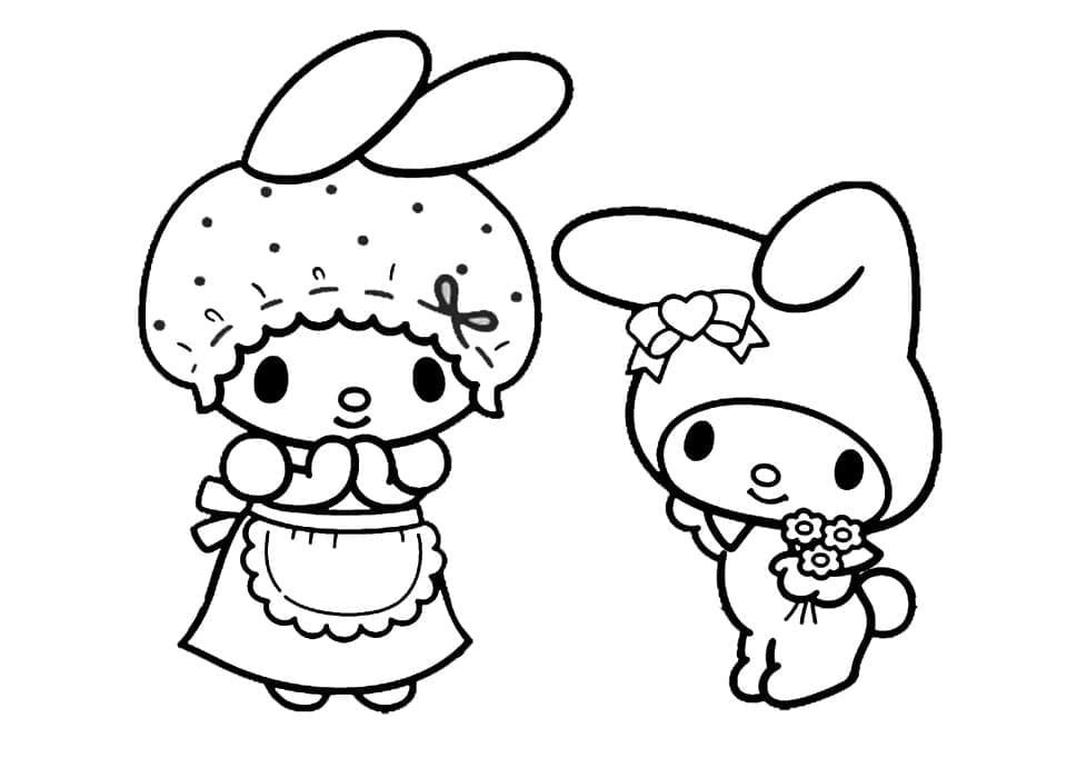 Dibujos de Dibuja My Melody y mamá para colorear