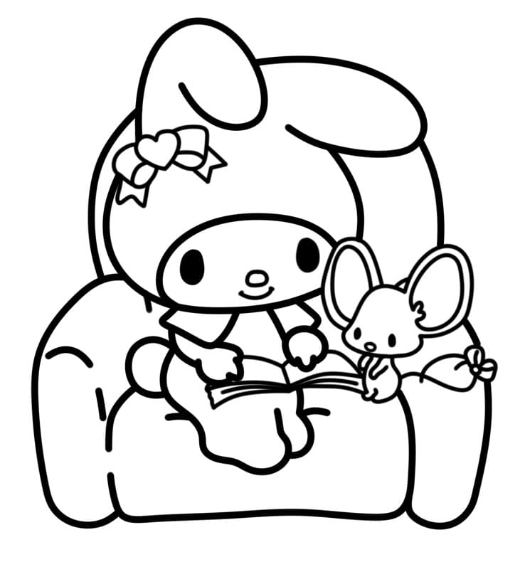 Dibujos de Dibuja My Melody y mi ratón Flat para colorear