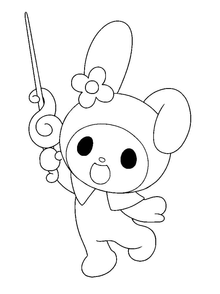 Dibujos de Dibuja My Melody y varita mágica para colorear