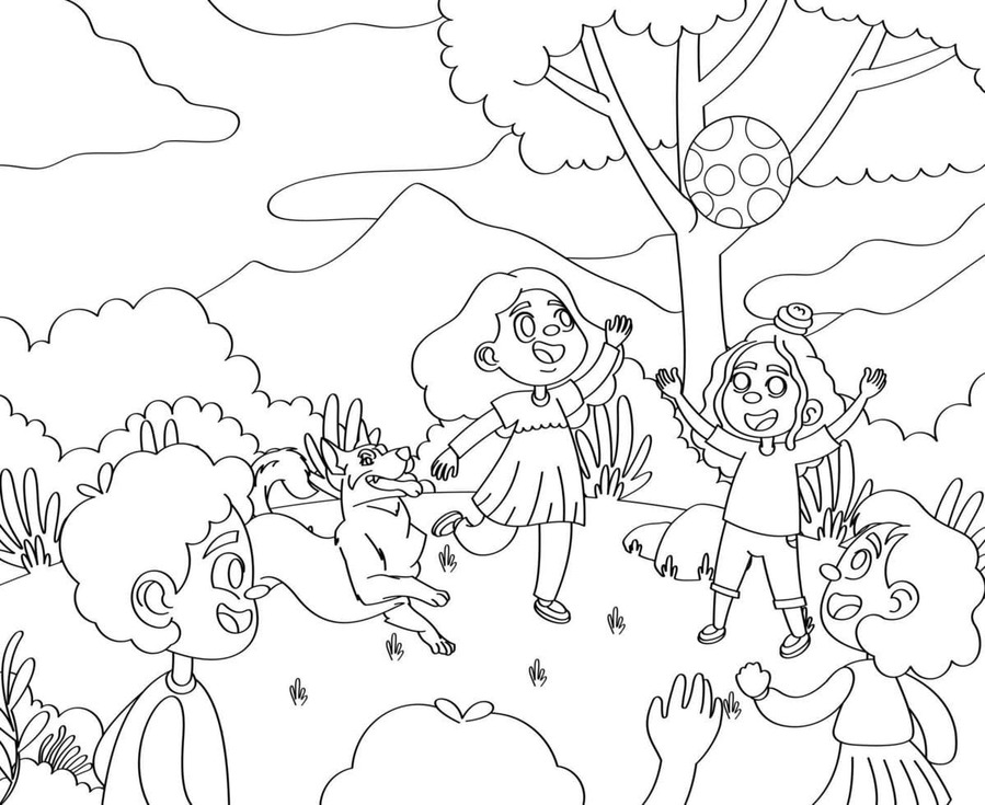 Dibujos de Dibuja niños jugando imprimir gratis para colorear