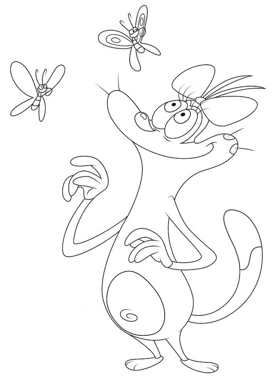 Dibuja Olivia de Oggy y las cucarachas para colorir