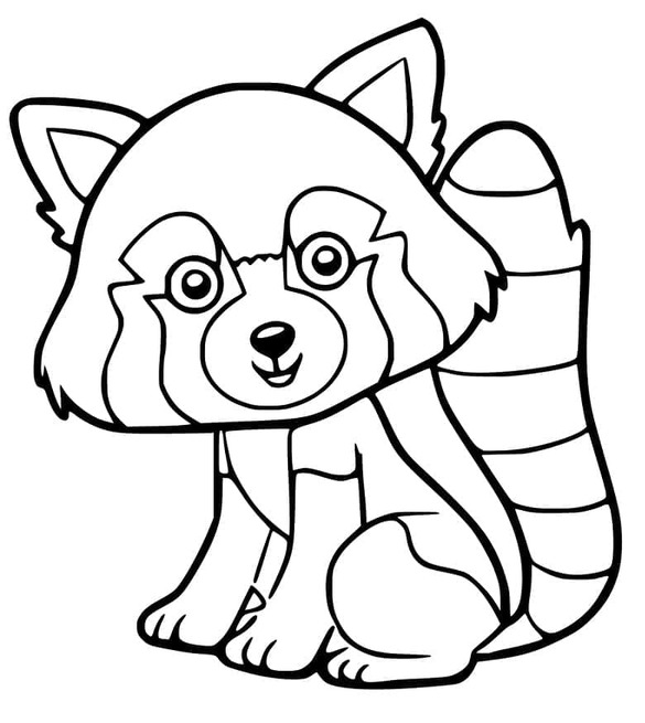 Dibujos de Dibuja Panda Rojo muy fácil para colorear