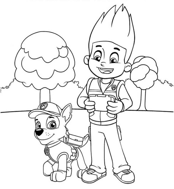 Dibujos de Dibuja Paw Patrol Chase y Ryder para colorear