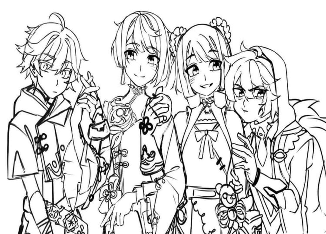 Dibujos de Dibuja personajes de Genshin Impact para colorear
