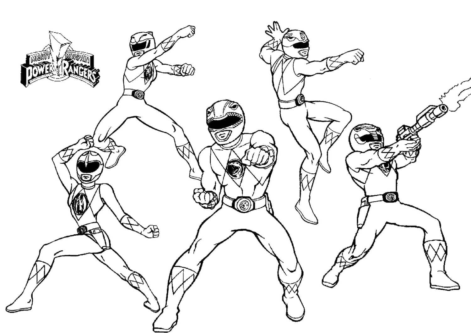 Dibuja Power Rangers gratis para colorir