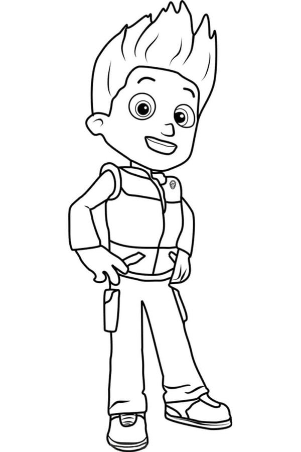 Dibujos de Dibuja Ryder Paw Patrol Feliz para colorear