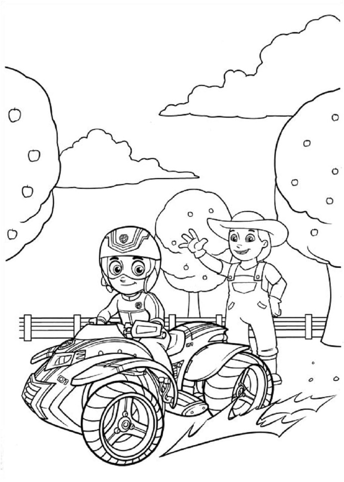 Dibujos de Dibuja Ryder Paw Patrol y Agricultor Yumi para colorear