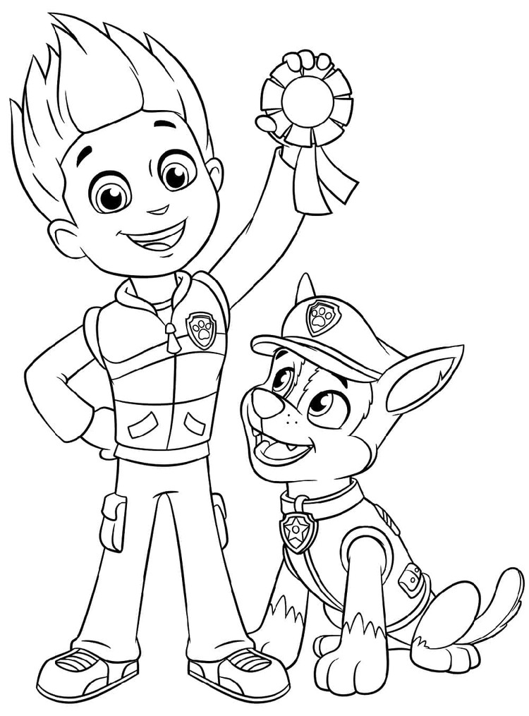 Dibujos de Dibuja Ryder y Chase en Paw Patrol para colorear